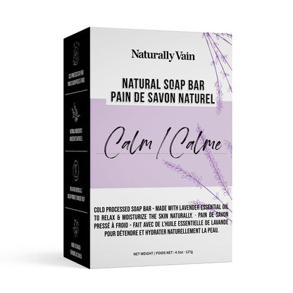 Calm: Cold Processed Soap Bar with Lavender for Sensitive + Stress-Prone Skin