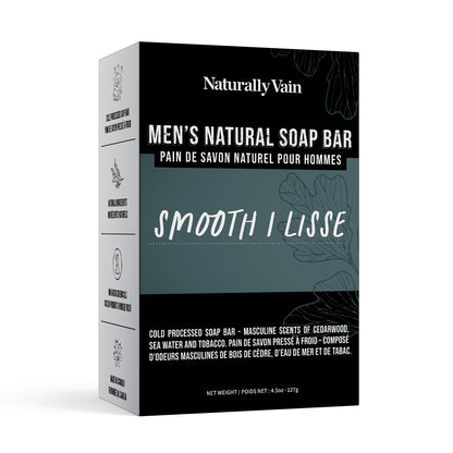 Smooth: Cold Processed Soap Bar for Men with Activated Charcoal for Oily + Acne-Prone Skin