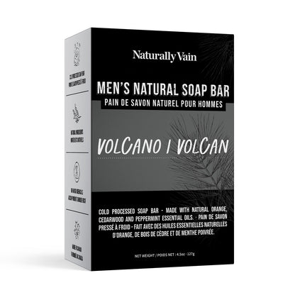 Volcano: Cold Processed Mens Soap Bar with Charcoal + Cedarwood for Oily Skin