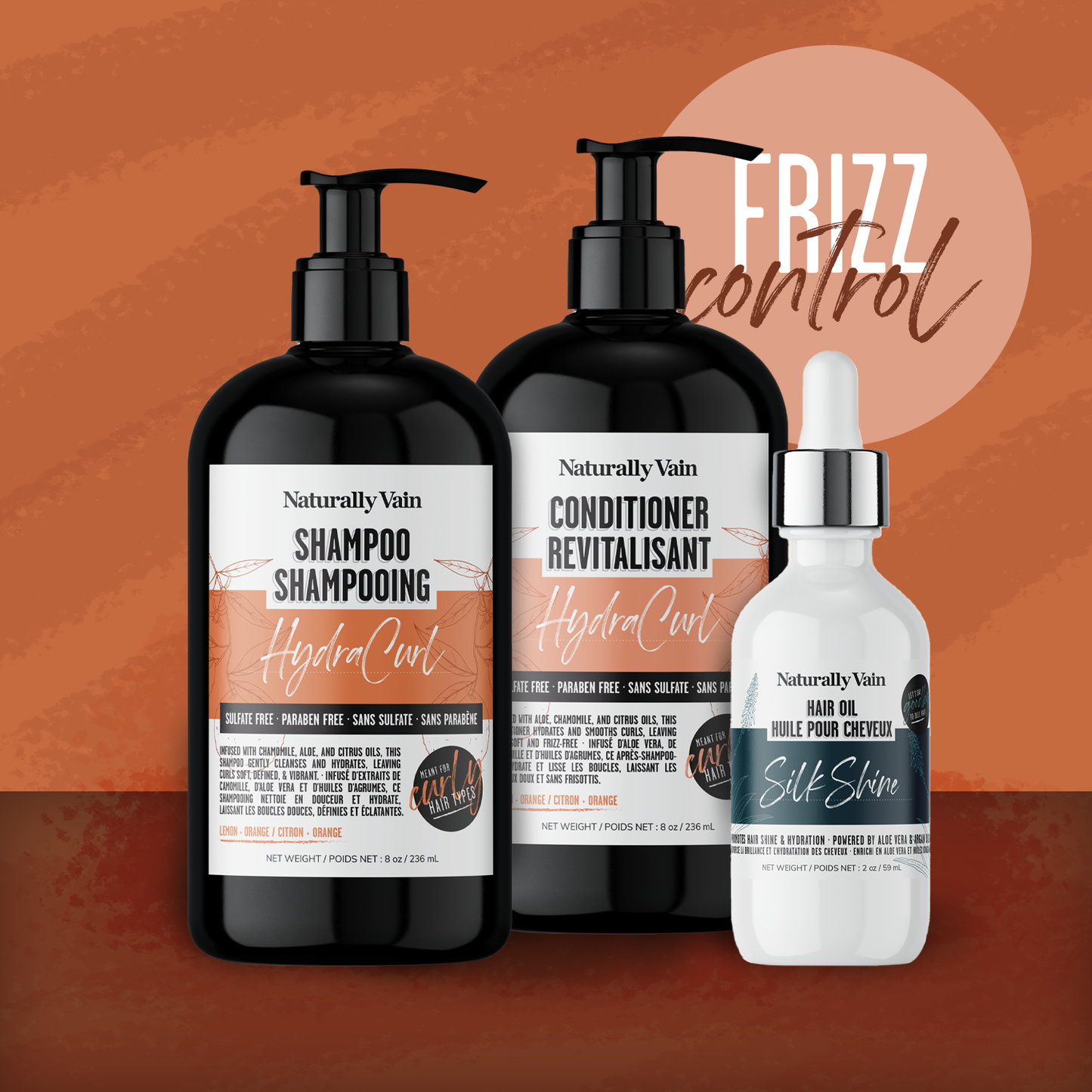 Frizz-Control Hair Bundle: Ultimate Solution for Taming Frizz, Adding Shine + Smoothing Flyaways