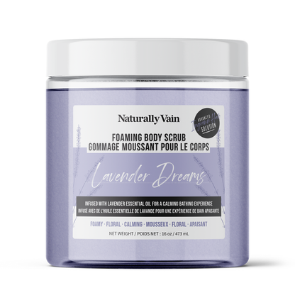 Lavender Dreams: Calming + Hydrating Foaming Body Scrub for Stress-Prone Skin